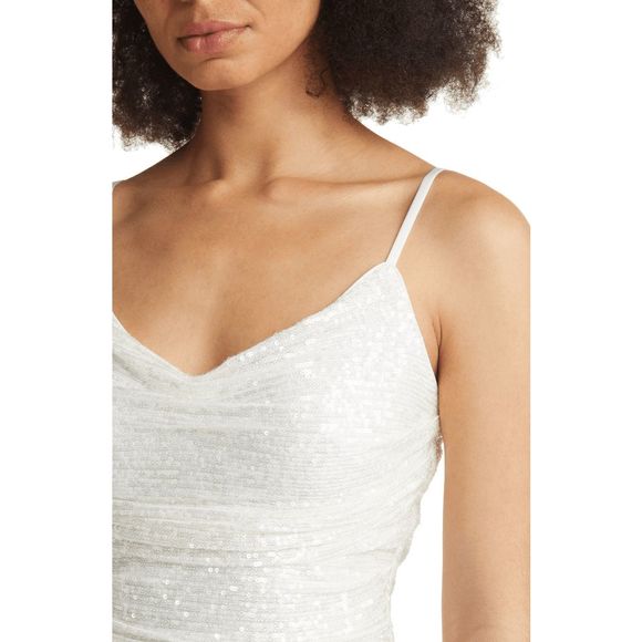 Eliza J Women's Sequin Ruched Sheath Dress - Pearl 4 - Picture 7 of 11